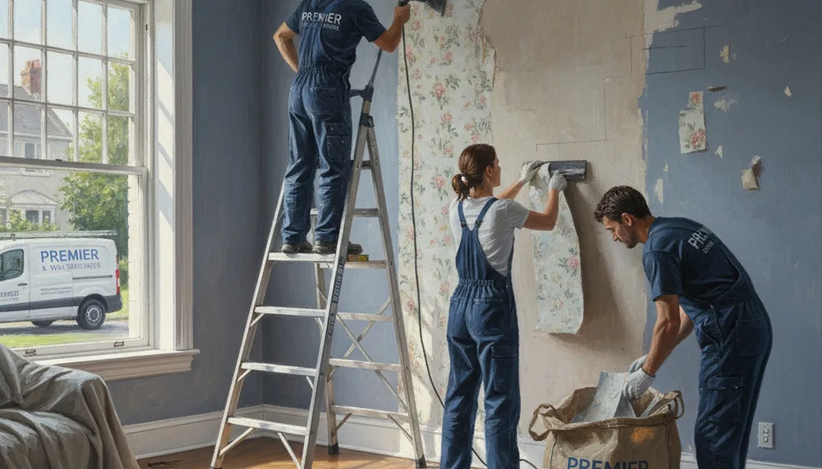 Redding Paint Pros removing wallpaper and prepping smooth walls in Redding, CA